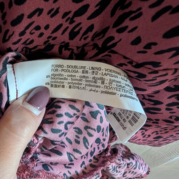 Zara Pink & Black Animal Print Draped Ruched Mini Dress Medium - Picture 14 of 14